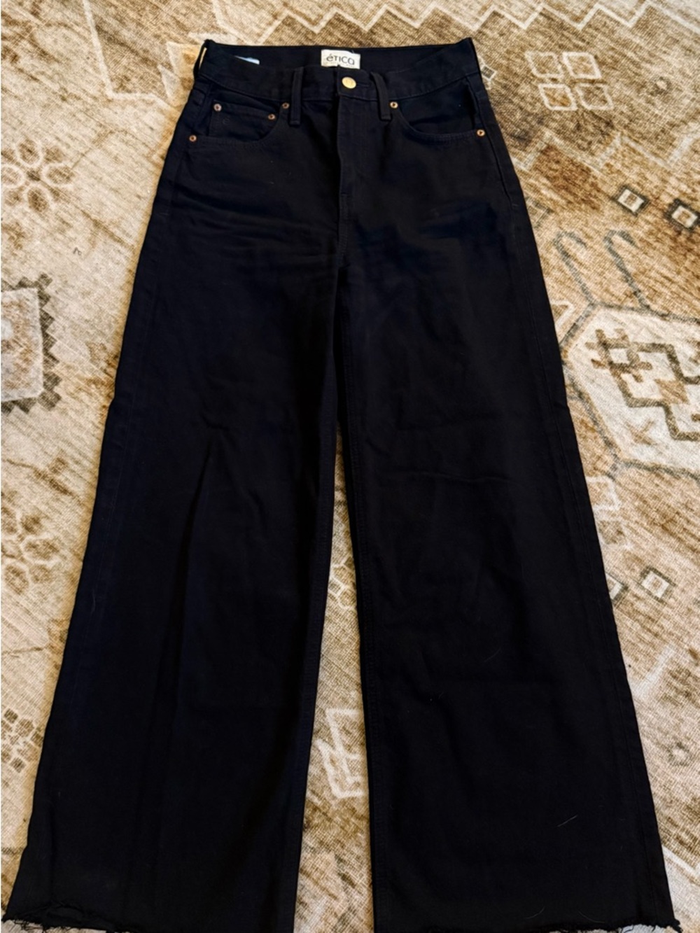 Etica Black High-Rise Wide-Leg Jeans